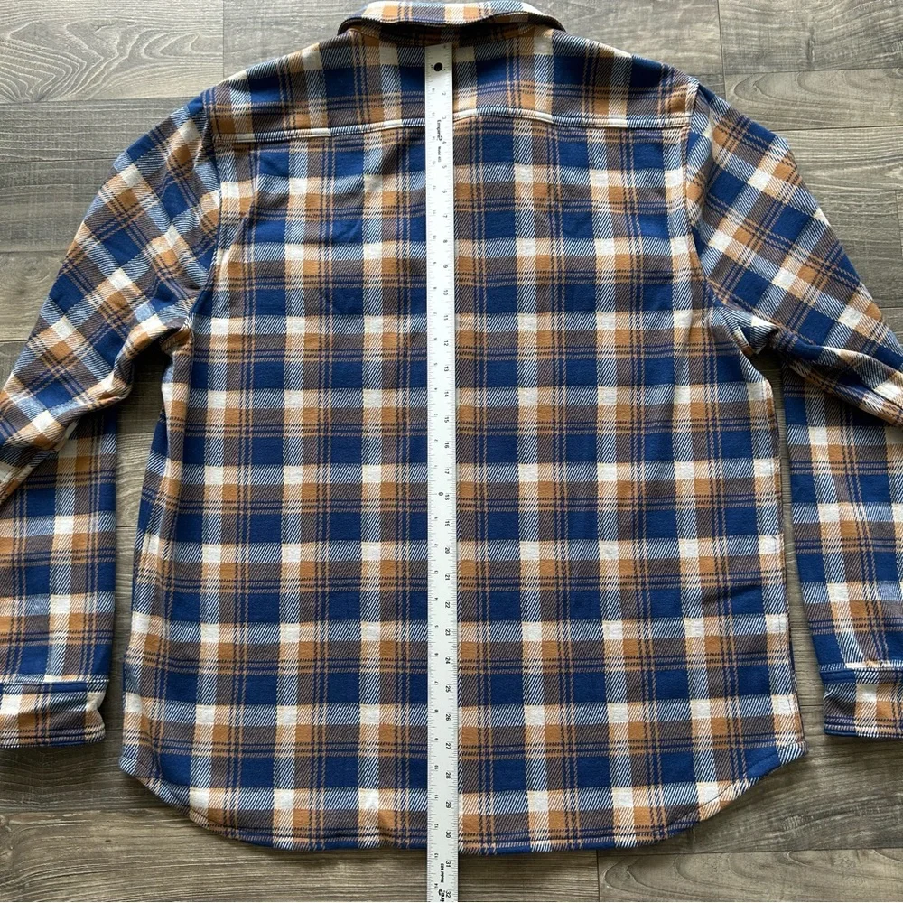 NWT J Crew Seaboard Soft Knit Shirt Men’s XL Brown Blue White Plaid BV898